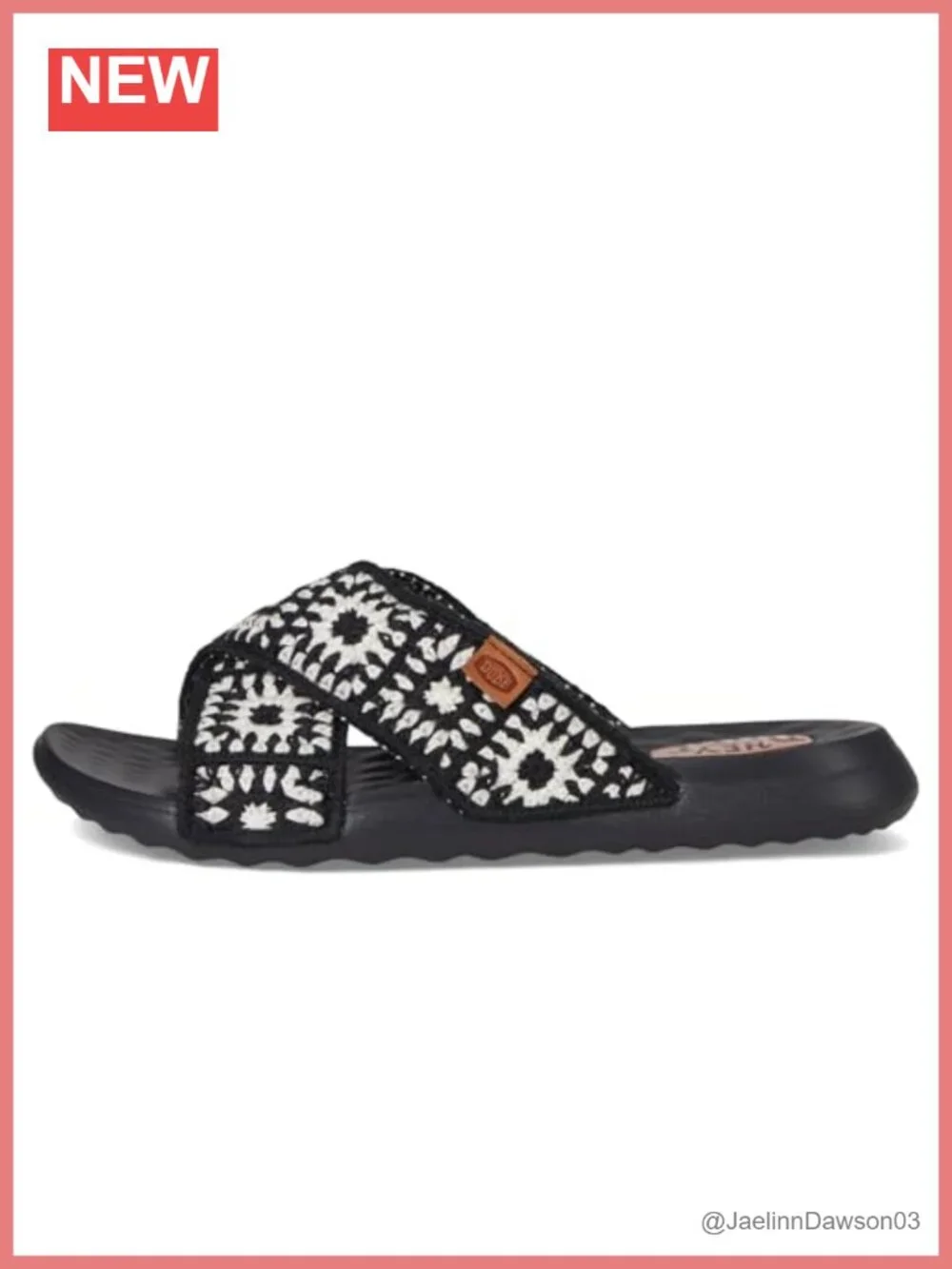HEYDUDE Christi Slide Crochet Women's Slip-On Sandals Faux Leather Lightweight